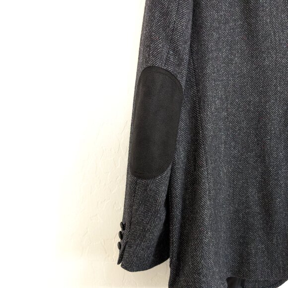 PENDLETON Blazer Mens 46L Gray Black Wool Herringbone Elbow Patch Western Jacket - Picture 7 of 14